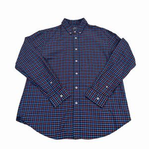 Jack Threads Shirt Dress Casual Mens Plaid Large Long‎ Sleeve Button Up Blue Red